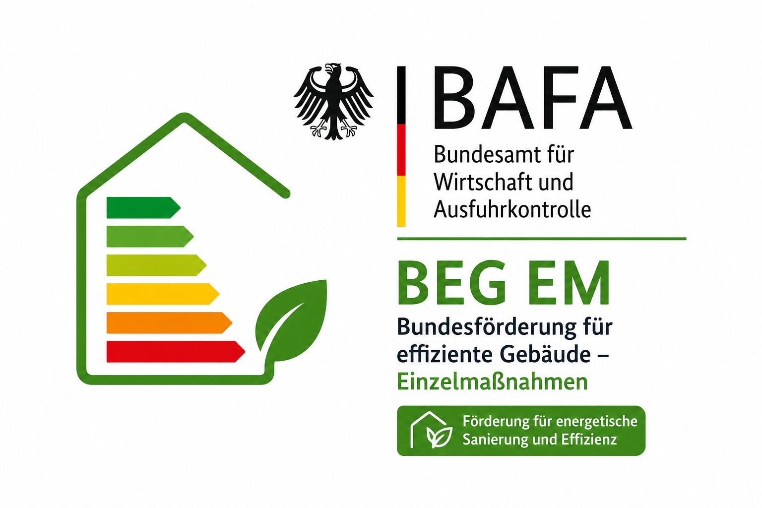 Offizielles Logo: BAFA BEG EM – Bundesförderung für effiziente Gebäude, Einzelmaßnahmen