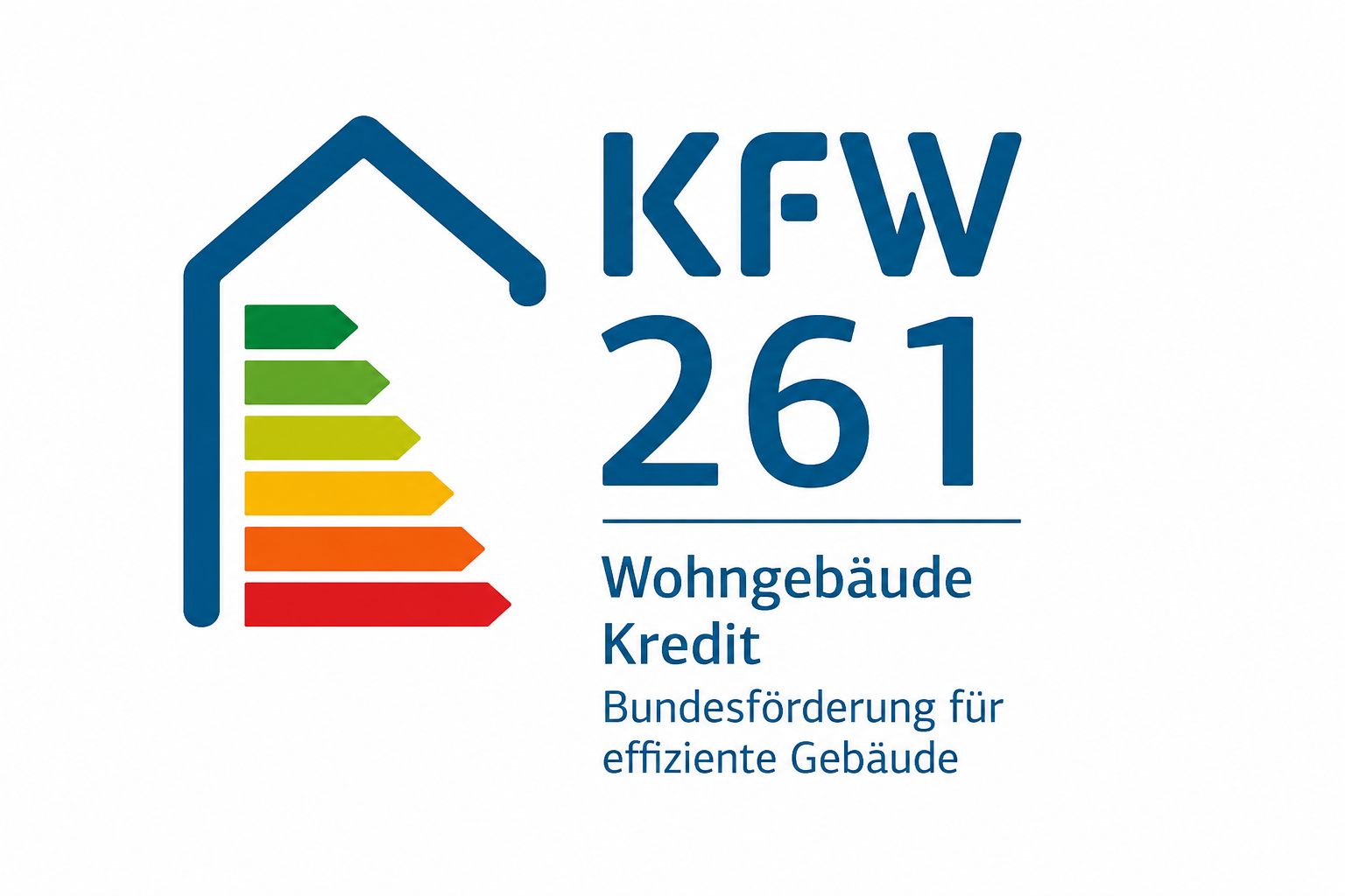 Offizielles Logo: KfW 261 Wohngebäude Kredit – Bundesförderung für effiziente Gebäude